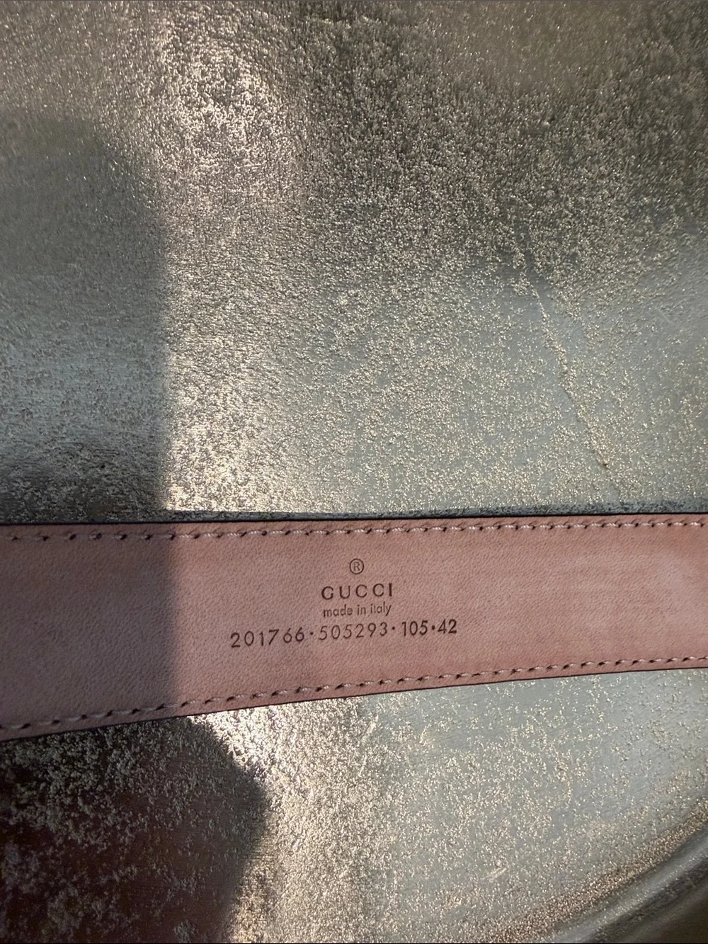 Gucci Brown Leather Belt with Silver-Tone Buckle Size 105- 42